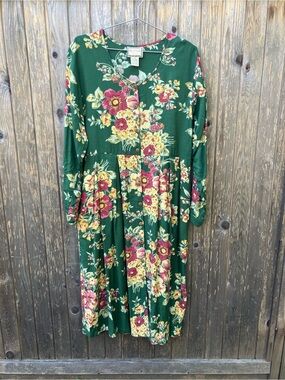 Vintage April Cornell green floral dress